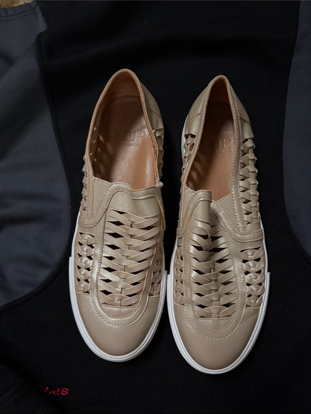 Woven Taupe Slip-On Loafers - Women